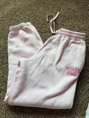 Women’s White Fox Pink Logo Sweatpants